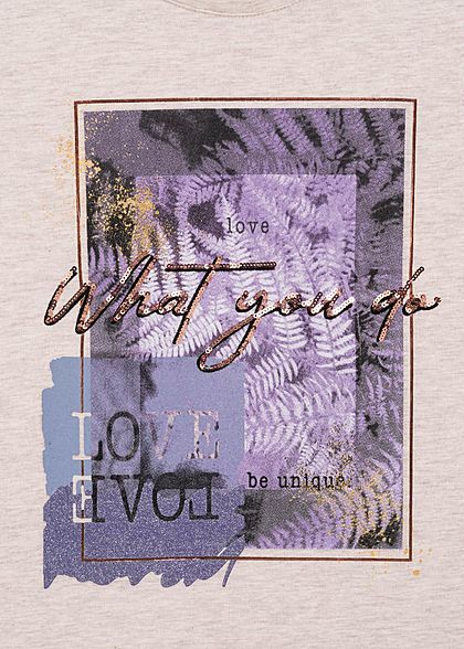 Seventyseven Lifestyle Dames T-Shirt What you do Print oatmeal beige melange