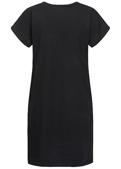 Styleboom Fashion Dames T-Shirt Jurk Vrouw Cup Print zwart