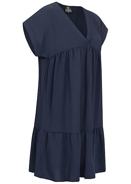 Styleboom Fashion Dames V-Neck Jurk navy blauw