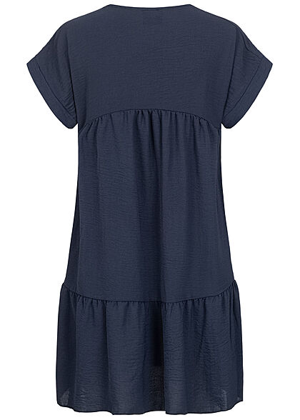 Styleboom Fashion Dames V-Neck Jurk navy blauw