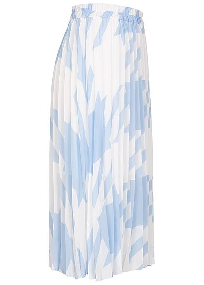 Styleboom Fashion Dames Longform Rok wit lichtblauw