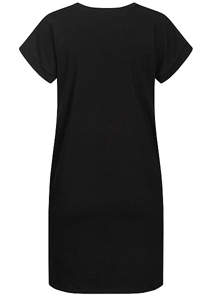 Styleboom Fashion Dames T-Shirt Jurk Woman Picture Print zwart