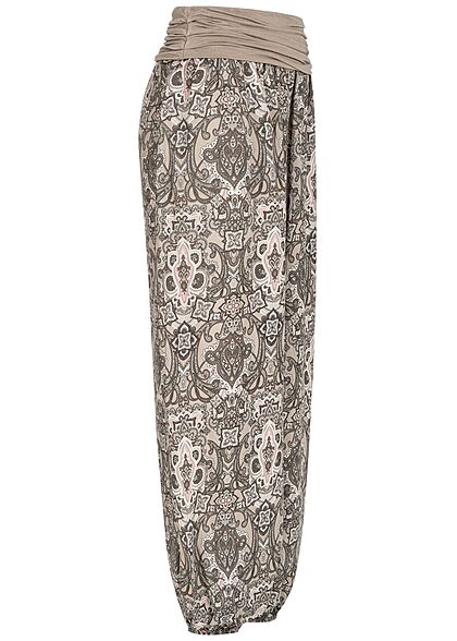 Styleboom Fashion Dames Harem Broek Aztec Print fango bruin
