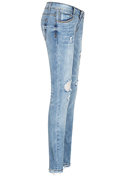 Seventyseven Lifestyle Dames Skinny Jeans Pants 5-Pockets lichtblauw denim