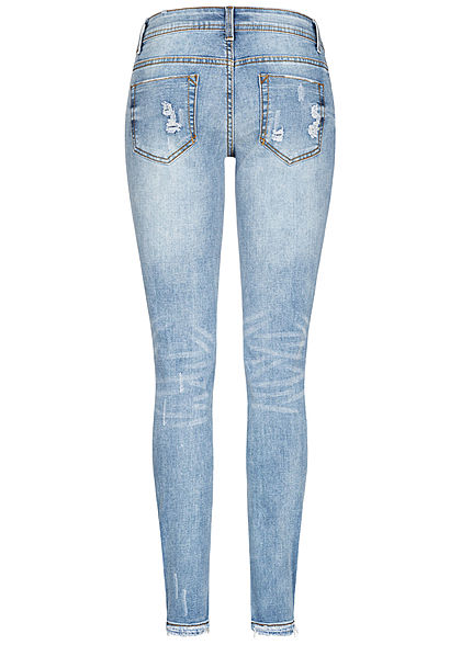 Seventyseven Lifestyle Dames Skinny Jeans Pants 5-Pockets lichtblauw denim