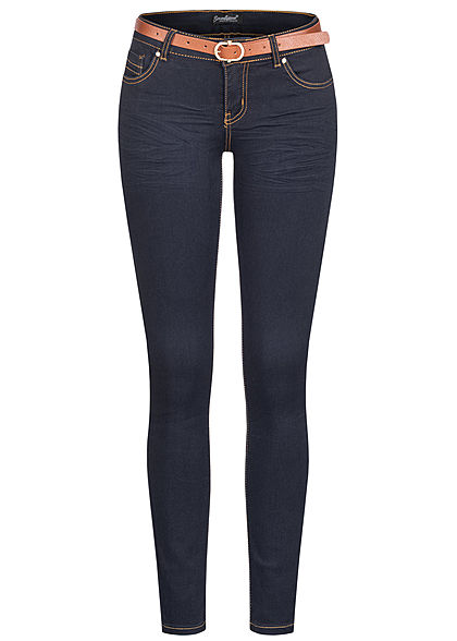 Seventyseven Lifestyle Dames Skinny Jeans Pants 5-Pockets donkerblauw denim