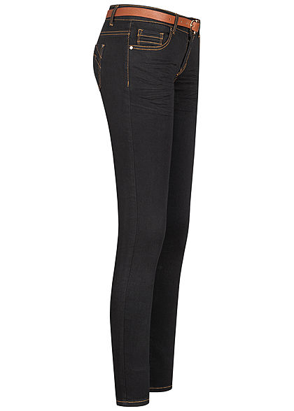 Seventyseven Lifestyle Dames Skinny Jeans Pants 5-Pockets zwart denim