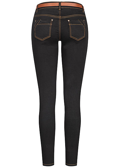 Seventyseven Lifestyle Dames Skinny Jeans Pants 5-Pockets zwart denim