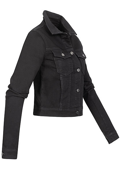 Seventyseven Lifestyle Dames Denim Jas 4-Pockets jet zwart