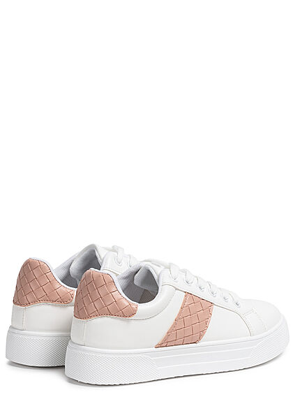 Seventyseven Lifestyle Dames Schoen Plateau Sneaker Quilted Look wit roze pink