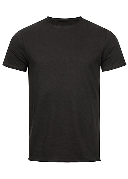 Sublevel Herren T-Shirt mit offenen Kanten schwarz