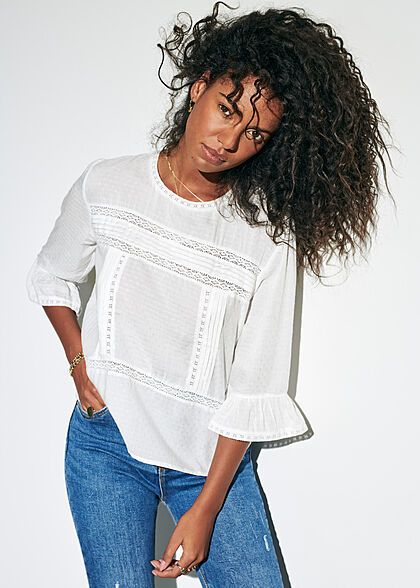 ONLY Dames NOOS 3/4 Blouse Shirt cloud dancer wit