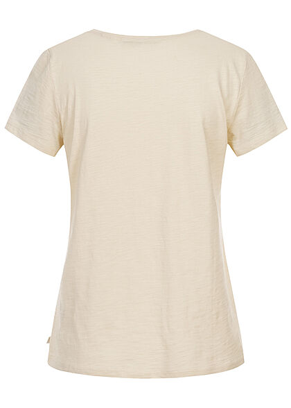 Tom Tailor Dames T-Shirt Frontprint soft creme beige
