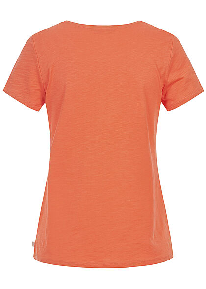 Tom Tailor Dames T-Shirt Frontprint sundown oranje