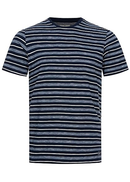 Tom Tailor Herren T-Shirt mit Streifen Muster blau weiss