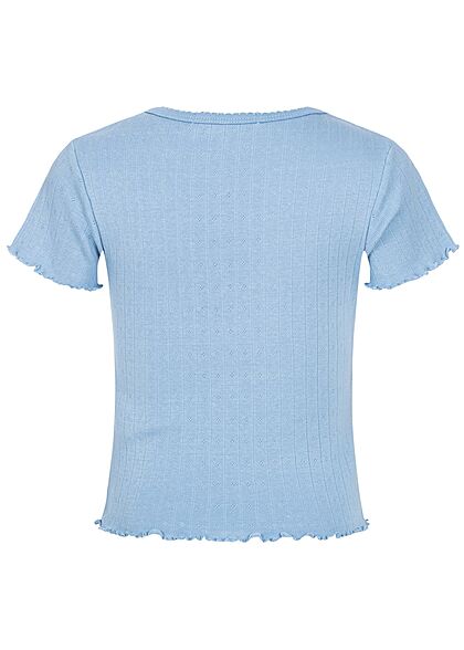 Hailys Kids Mädchen Struktur T-Shirt Wellendetails am Saum Schulterbetonung blau