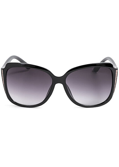 Seventyseven Lifestyle Damen Sonnenbrille UV-Schutz 400 Glitzer Paneel schwarz rosa