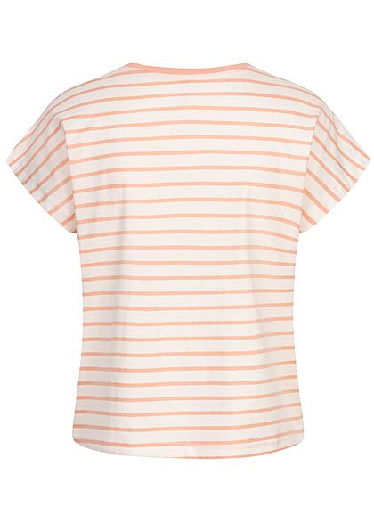 ONLY Damen Oversized T-Shirt Streifen Muster cloud dancer weiss peach melba