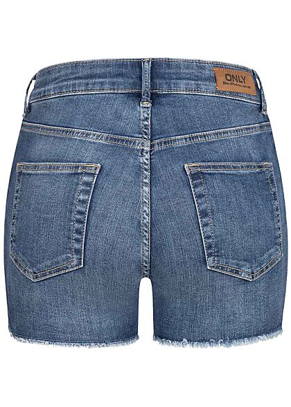 ONLY Dames NOOS Jeans Shorts 5-Pockets Mid-Waist donker blauw denim