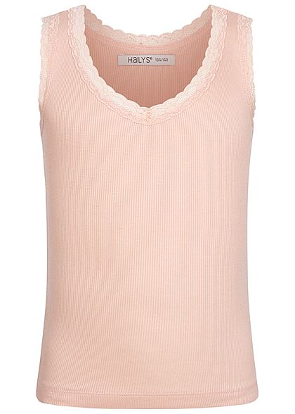 Hailys Kids Mädchen Ribbed Tank Top mit Spitzenbesatz am Saum rose