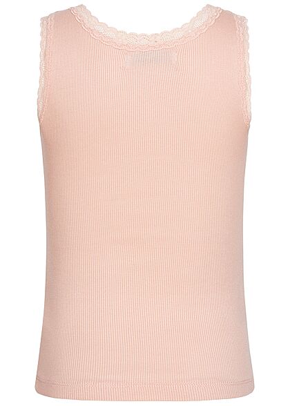 Hailys Kids Mädchen Ribbed Tank Top mit Spitzenbesatz am Saum rose