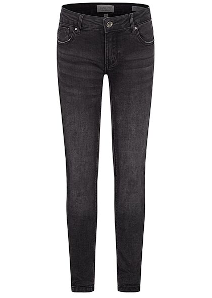 Hailys Kids Mädchen Skinny High-Waist Jeans Hose 5-Pockets schwarz denim - Art.-Nr.: 21052203