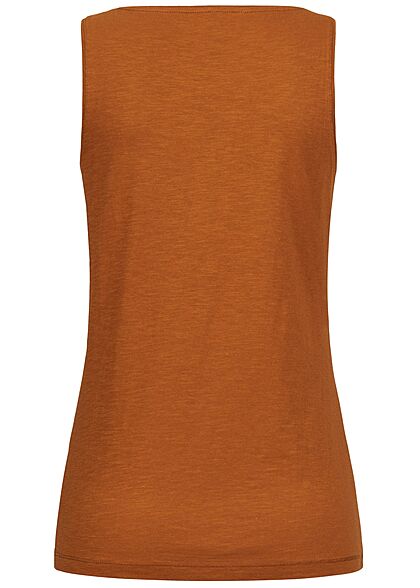Tom Tailor Damen V-Neck Henley Top unicolor caramel braun