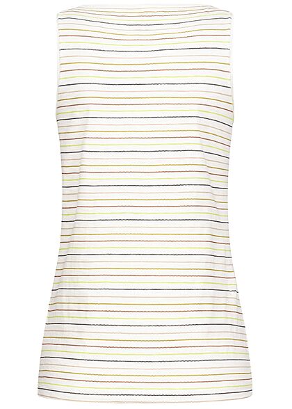 Tom Tailor Damen V-Neck Henley Top Zick Zack Streifen Muster multicolor