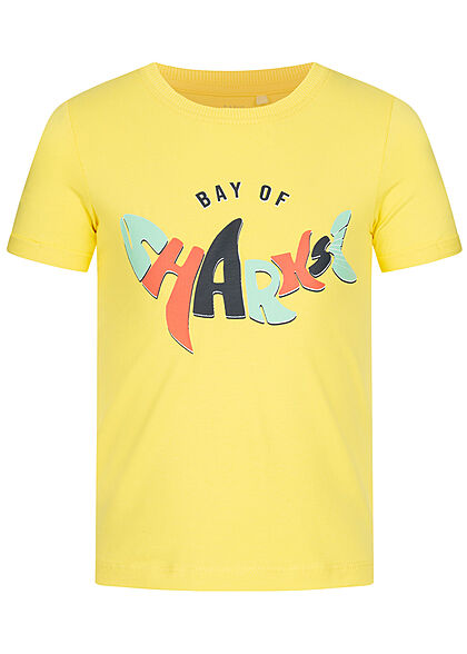 Name It Kids Jungen Sommer T-Shirt Bay of Sharks Print lemon verbena gelb