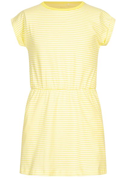 Name It Kids Mädchen Sommer Kleid Taillengummibund Streifen Muster lemon gelb - Art.-Nr.: 21052247