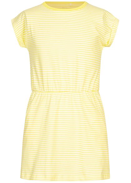 Name It Kids Mädchen Sommer Kleid Taillengummibund Streifen Muster lemon gelb