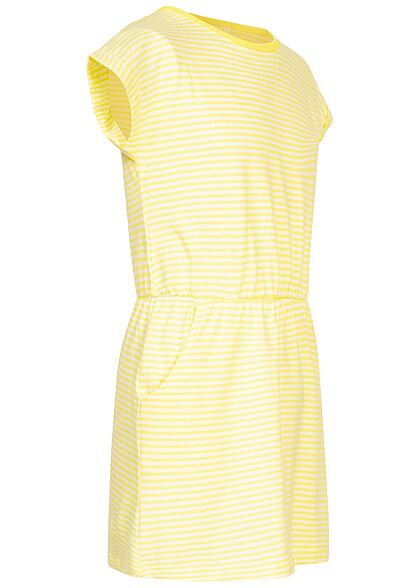 Name It Kids Mädchen Sommer Kleid Taillengummibund Streifen Muster lemon gelb