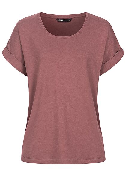 ONLY Dames NOOS Solid T-Shirt roze bruin - Art.-Nr.: 21052254
