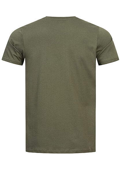 Alpha Industries Herren Basic T-Shirt mit Logo Print dunkel oliv grün