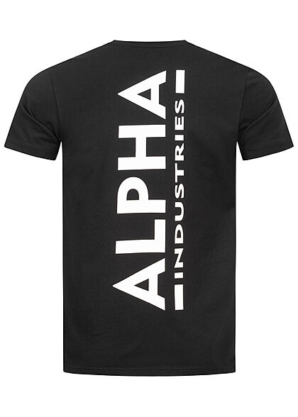 Alpha Industries Mannen T-Shirt Logo Rug Print zwart