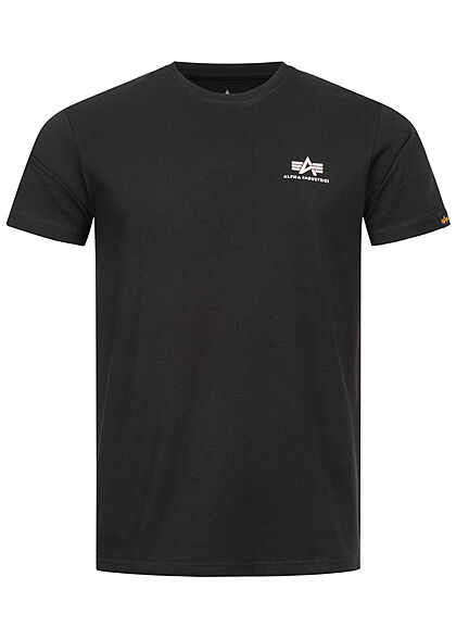 Alpha Industries Mannen T-Shirt Logo Rug Print zwart