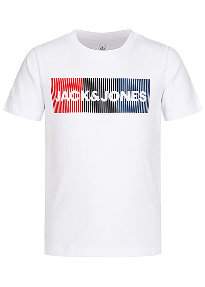 Jack and Jones Junior NOOS T-Shirt Colorblock Logo Print weiss - Art.-Nr.: 21052341
