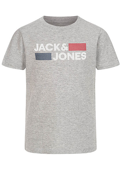 Jack and Jones Junior NOOS T-Shirt Colorblock Logo Print hell grau melange
