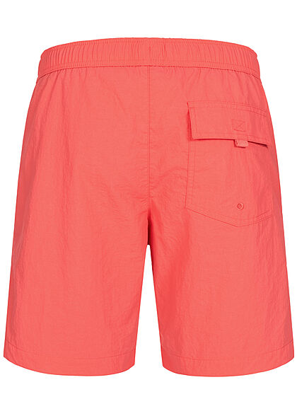Champion Herren Badehose Shorts 3-Pockets Tunnelzug Logo Print coral rot schwarz