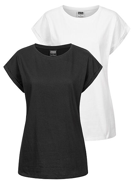 Urban Classics Dames 2er Pack T-Shirt zwart en wit - Art.-Nr.: 21052370