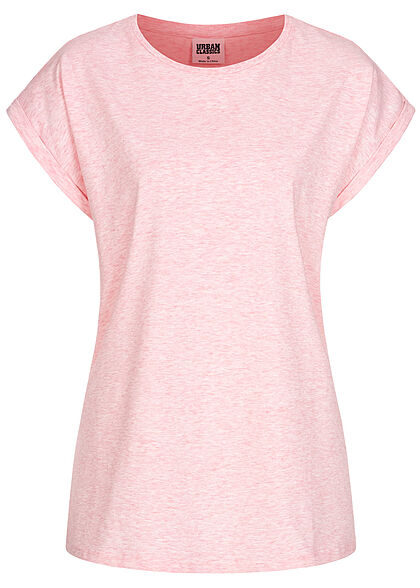 Urban Classics Damen T-Shirt mit breiten Schultern pink melange - Art.-Nr.: 21052371