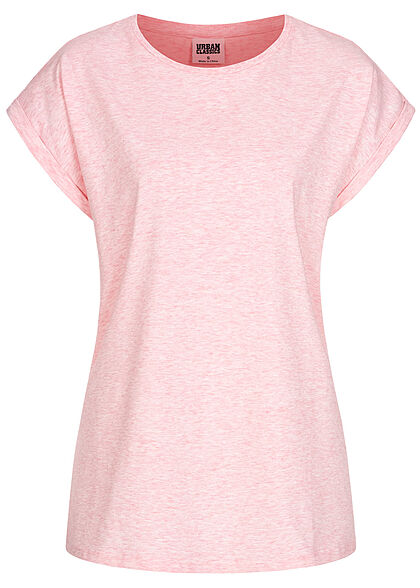 Urban Classics Damen T-Shirt mit breiten Schultern pink melange