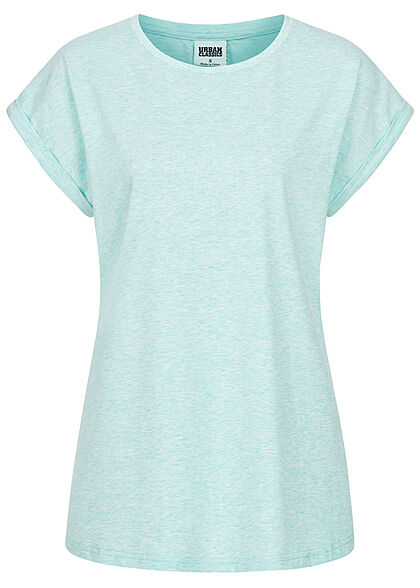 Urban Classics Dames t-shirt met brede schouders lichtblauw - Art.-Nr.: 21052372