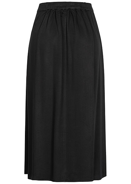 Tom Tailor Damen Viskose Midi Rock Knopfleiste Gummibund schwarz