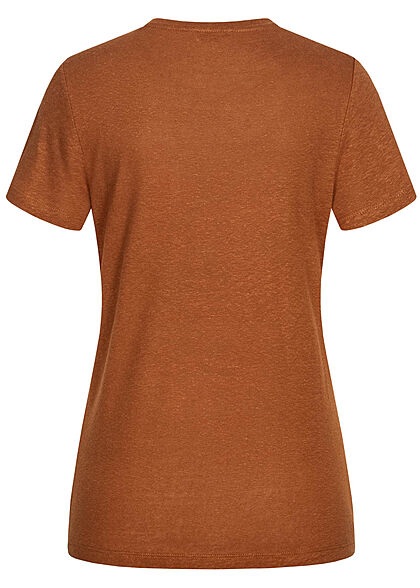 Tom Tailor Damen Basic T-Shirt mit Brusttasche caramel braun