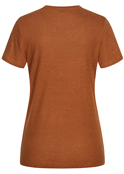 Tom Tailor Damen Basic T-Shirt mit Brusttasche caramel braun