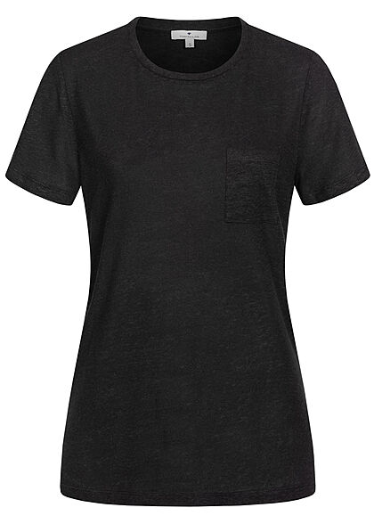 Tom Tailor Damen Basic T-Shirt mit Brusttasche tief schwarz - Art.-Nr.: 21052416