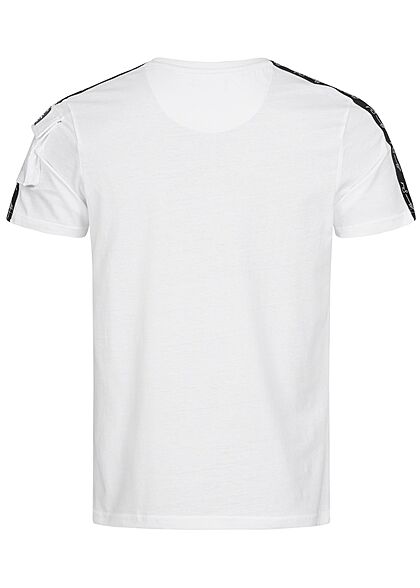 Brave Soul Herren T-Shirt Schultertasche Kontrast Streifen optic weiss