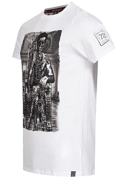 Brave Soul Herren T-Shirt Skelett Print optic weiss