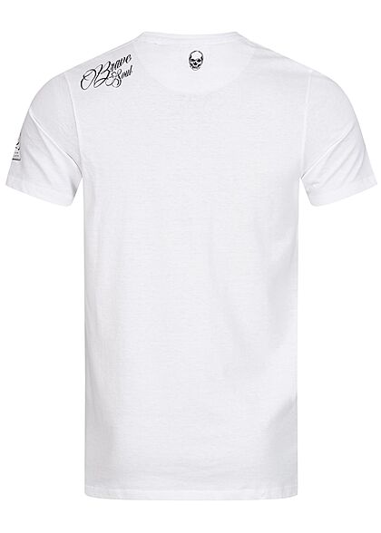 Brave Soul Herren T-Shirt Skelett Print optic weiss